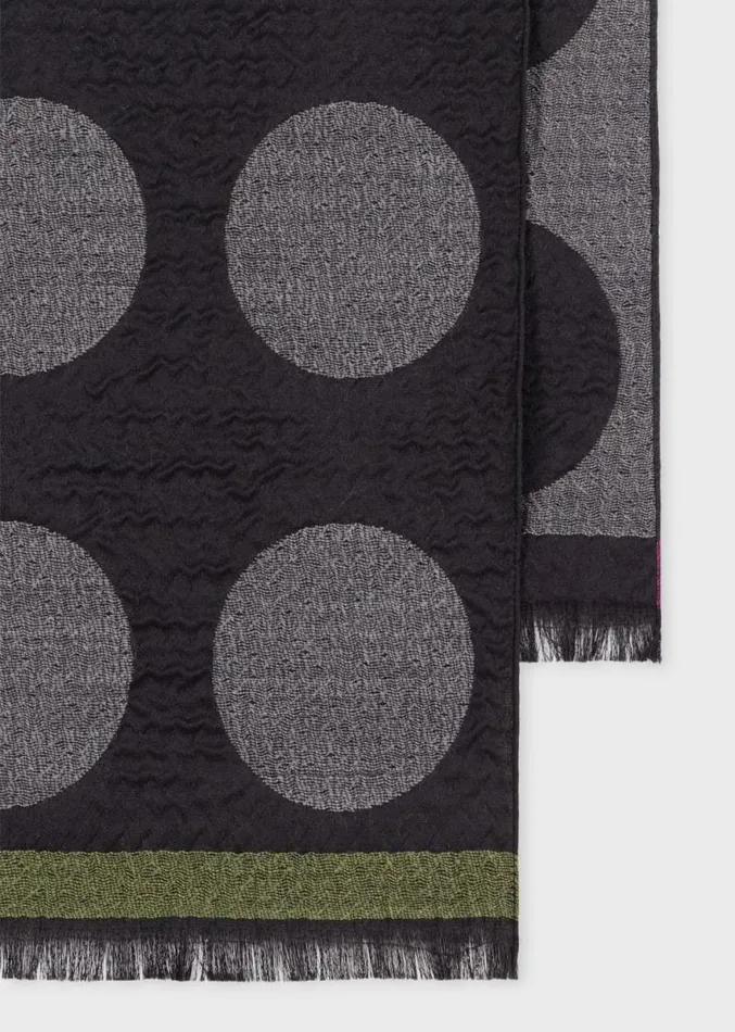 Mens Paul Smith Scarves Black And Grey Virgin WoolBlend Jacquard Spot Scarf Mens Paul Smith Scarves Black And Grey Virgin WoolBlend Jacquard Spot Scarf