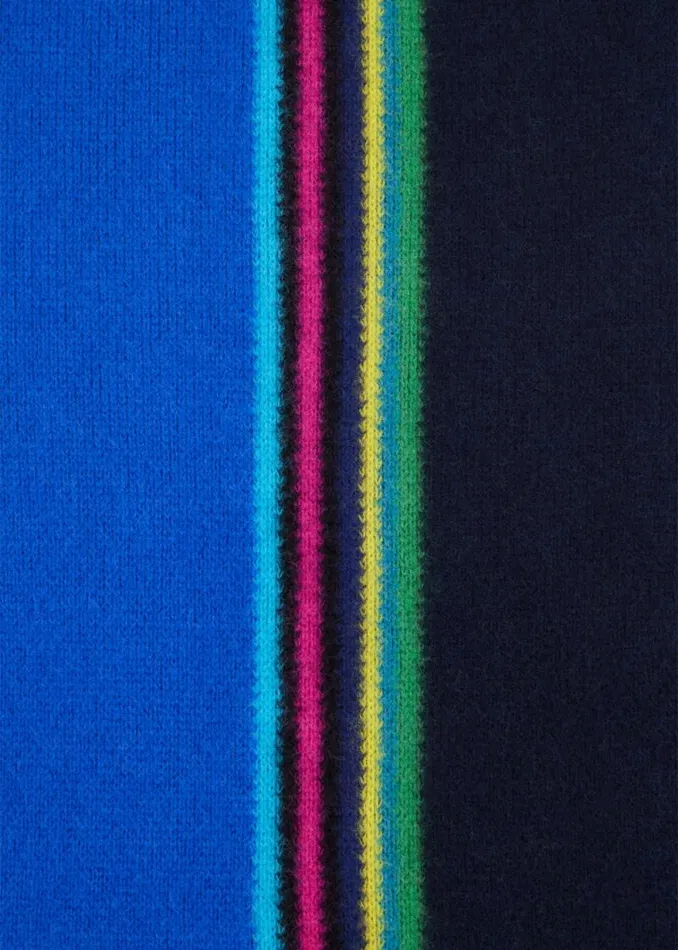 Mens Paul Smith Scarves Blue Reversible 039Sports Stripe039 Scarf