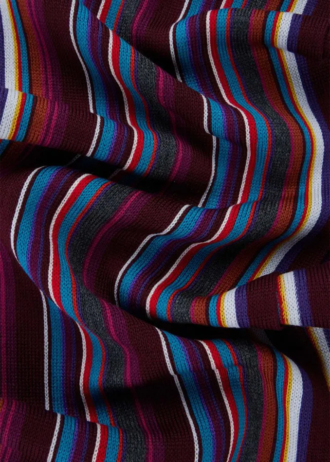 Mens Paul Smith Scarves Burgundy Multicolour Stripe Scarf Mens Paul Smith Scarves Burgundy Multicolour Stripe Scarf