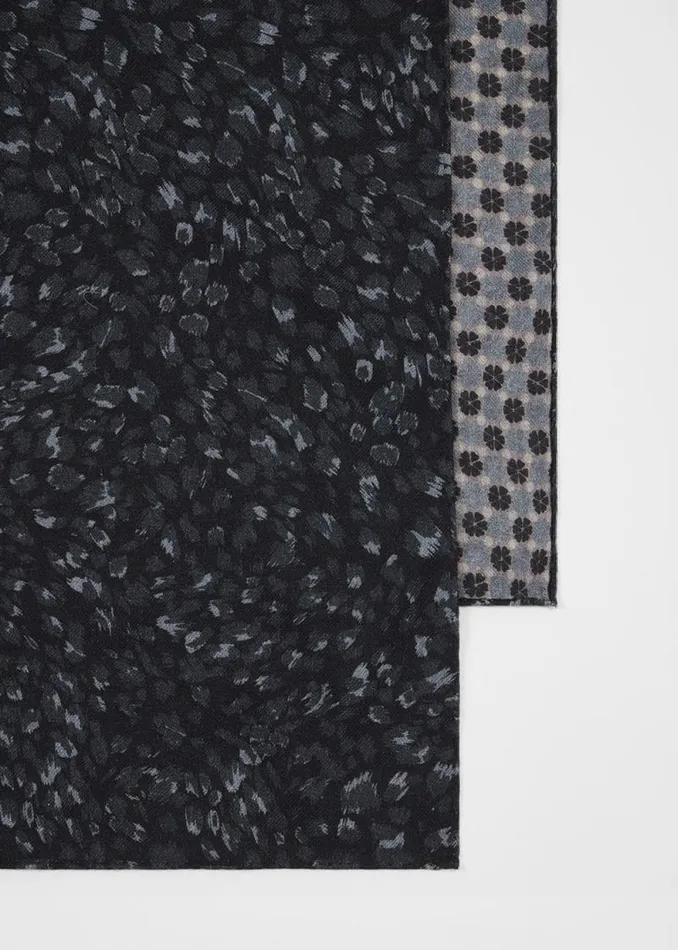Mens Paul Smith Scarves Dark Blue WoolBlend Leopard Scarf