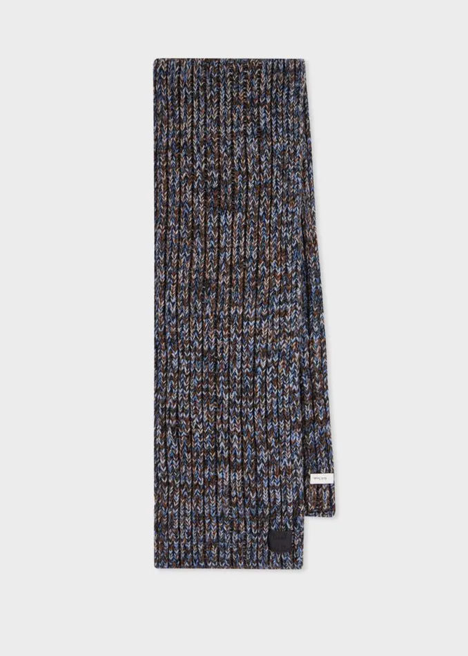 Mens Paul Smith Scarves Grey Chunky Knitted Twist Scarf