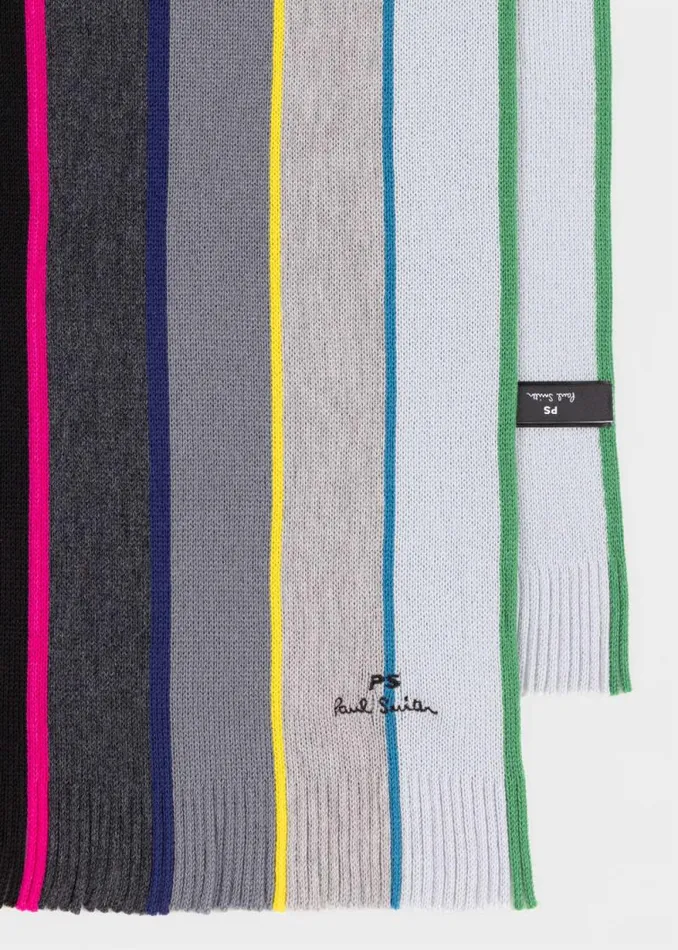 Mens Paul Smith Scarves Grey Ombre Stripe Merino Wool Scarf Mens Paul Smith Scarves Grey Ombre Stripe Merino Wool Scarf