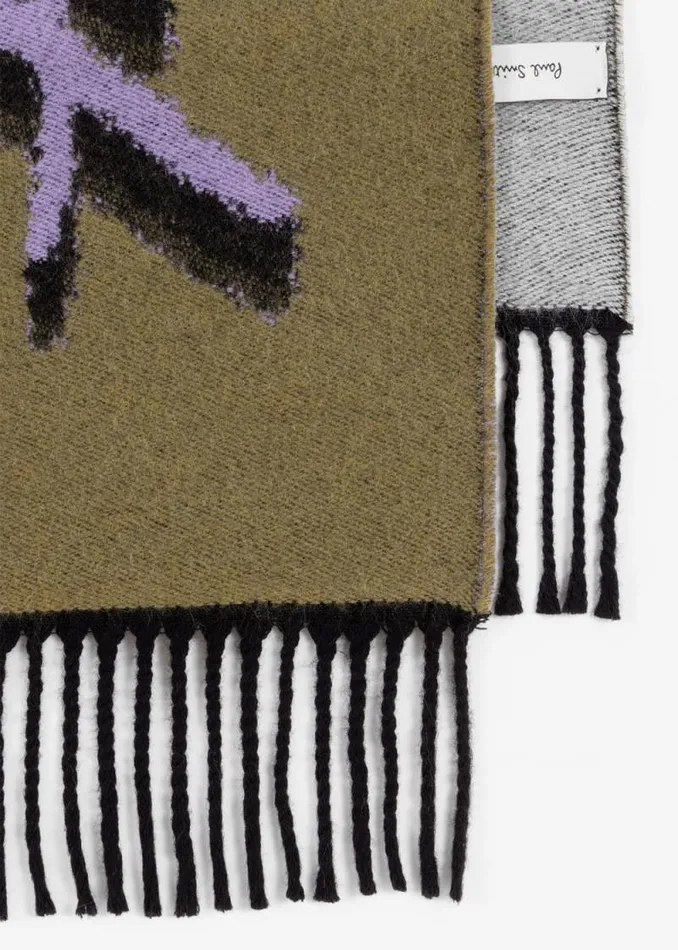 Mens Paul Smith Scarves Khaki Logo Colourblock Scarf Mens Paul Smith Scarves Khaki Logo Colourblock Scarf
