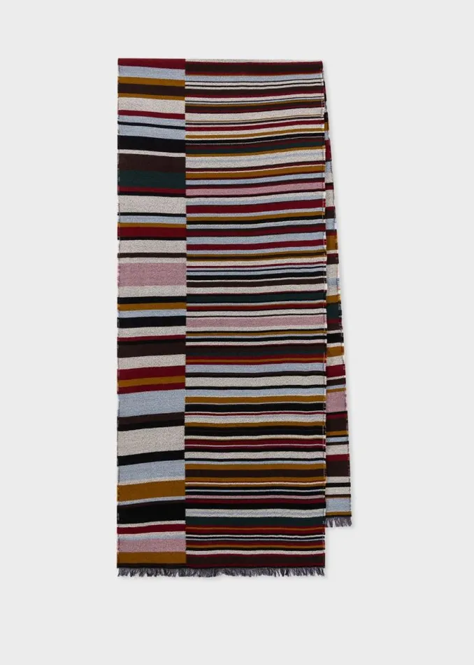 Mens Paul Smith Scarves Multicolour Offset 039Signature Stripe039 Scarf