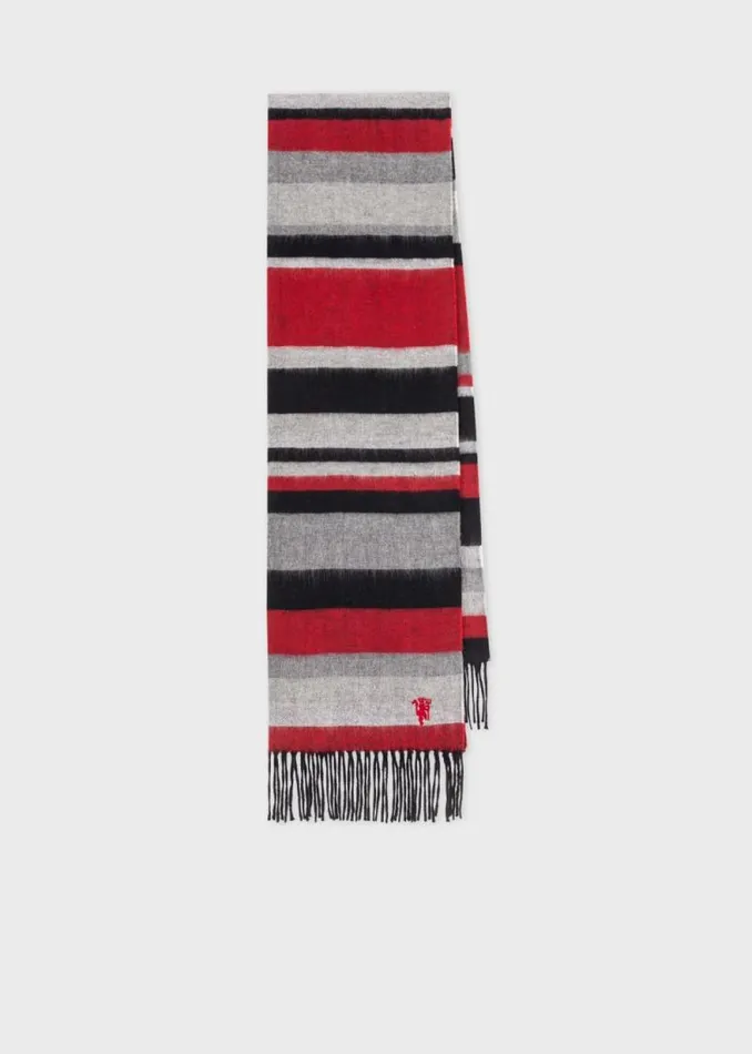 Mens Paul Smith Scarves Paul Smith For Manchester United 8211 WoolBlend Stripe Scarf Mens Paul Smith Scarves Paul Smith For Manchester United 8211 WoolBlend Stripe Scarf