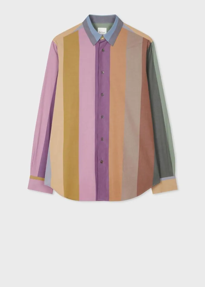 Mens Paul Smith Shirts 039Rainbow Stripe039 Cotton Poplin Shirt Mens Paul Smith Shirts 039Rainbow Stripe039 Cotton Poplin Shirt
