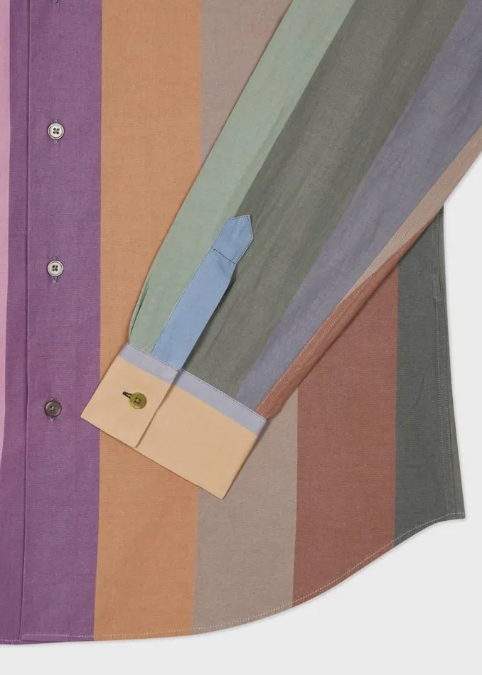 Mens Paul Smith Shirts 039Rainbow Stripe039 Cotton Poplin Shirt Mens Paul Smith Shirts 039Rainbow Stripe039 Cotton Poplin Shirt