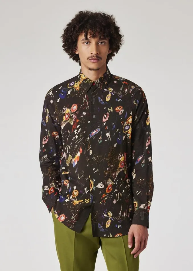 Mens Paul Smith Shirts Black 039Sketchbook Botanical039 Shirt