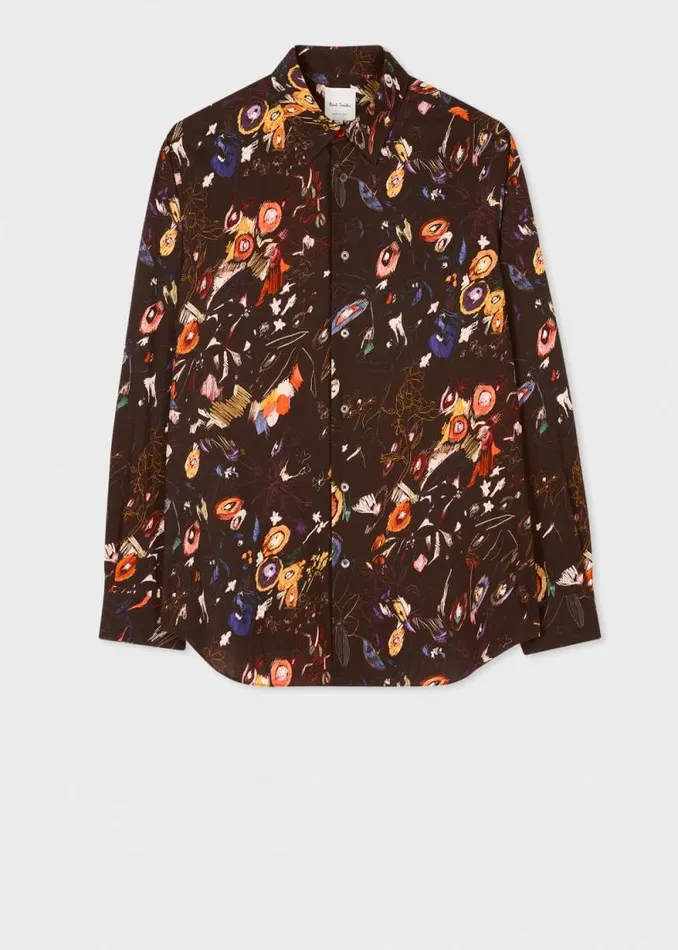 Mens Paul Smith Shirts Black 039Sketchbook Botanical039 Shirt