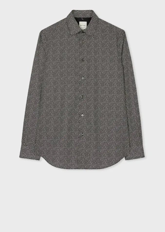 Mens Paul Smith Shirts Black And White Polka Dot Cotton Shirt