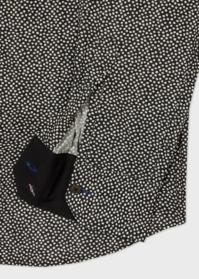 Mens Paul Smith Shirts Black And White Polka Dot Cotton Shirt