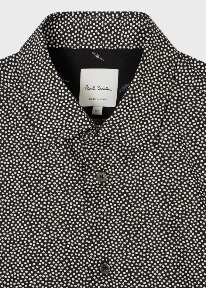 Mens Paul Smith Shirts Black And White Polka Dot Cotton Shirt