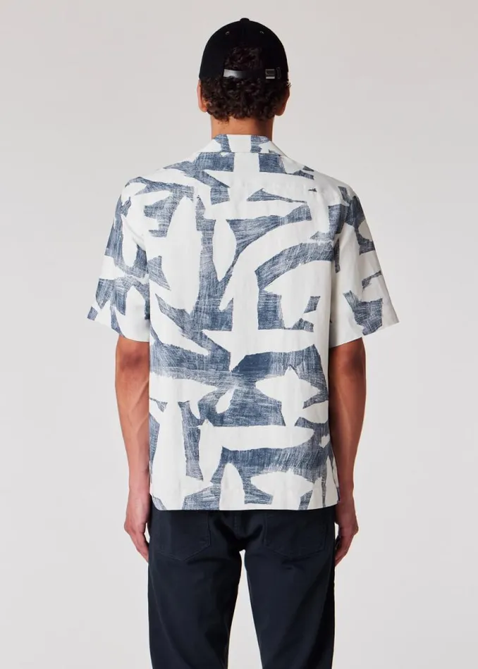 Mens Paul Smith Shirts Blue 039Abstract Cutout039 ViscoseLinen Shirt Mens Paul Smith Shirts Blue 039Abstract Cutout039 ViscoseLinen Shirt