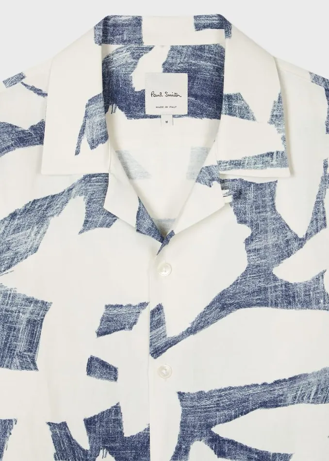 Mens Paul Smith Shirts Blue 039Abstract Cutout039 ViscoseLinen Shirt Mens Paul Smith Shirts Blue 039Abstract Cutout039 ViscoseLinen Shirt