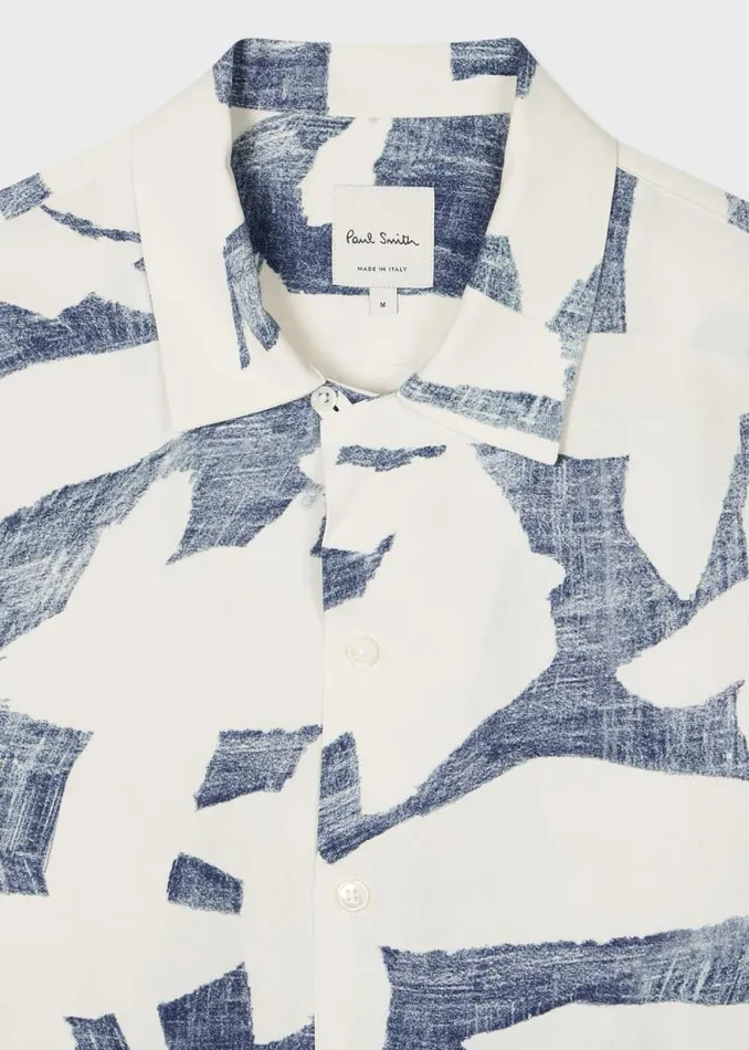 Mens Paul Smith Shirts Blue 039Abstract Cutout039 ViscoseLinen Shirt Mens Paul Smith Shirts Blue 039Abstract Cutout039 ViscoseLinen Shirt