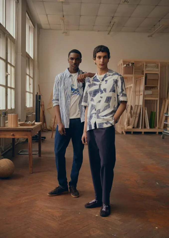 Mens Paul Smith Shirts Blue 039Abstract Cutout039 ViscoseLinen Shirt Mens Paul Smith Shirts Blue 039Abstract Cutout039 ViscoseLinen Shirt