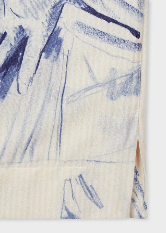 Mens Paul Smith Shirts Blue 039Sketchbook039 Print Cotton Shirt