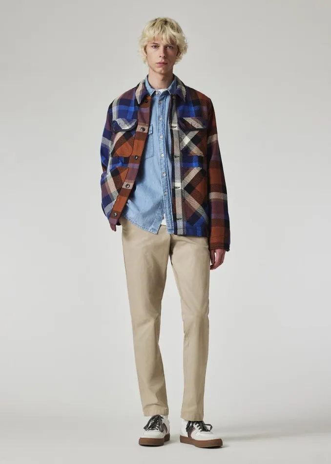 Mens Paul Smith Shirts Blue Rust Check Cotton Shirt Jacket