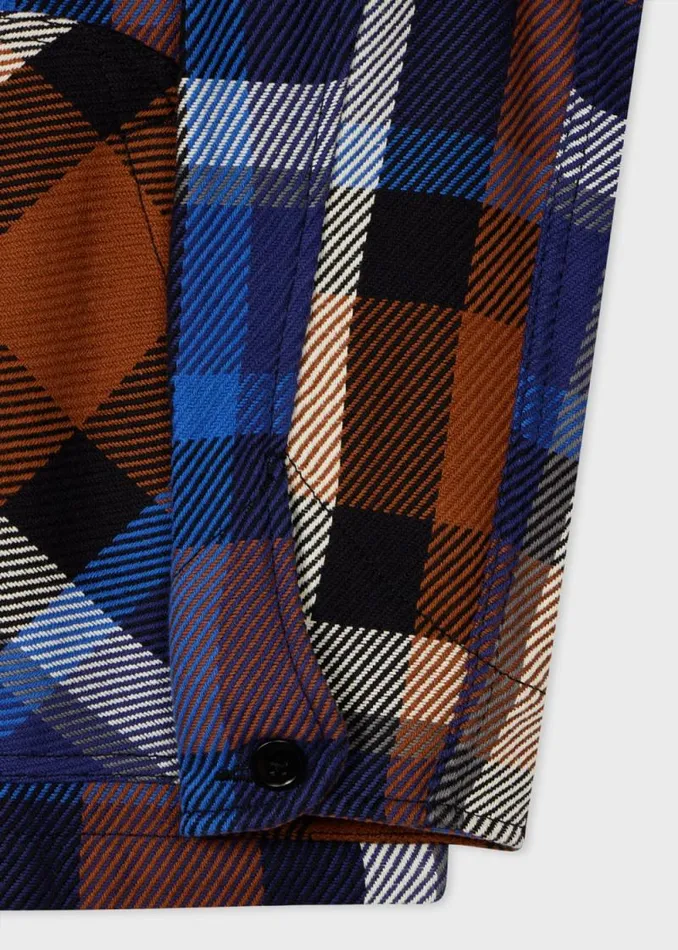 Mens Paul Smith Shirts Blue Rust Check Cotton Shirt Jacket