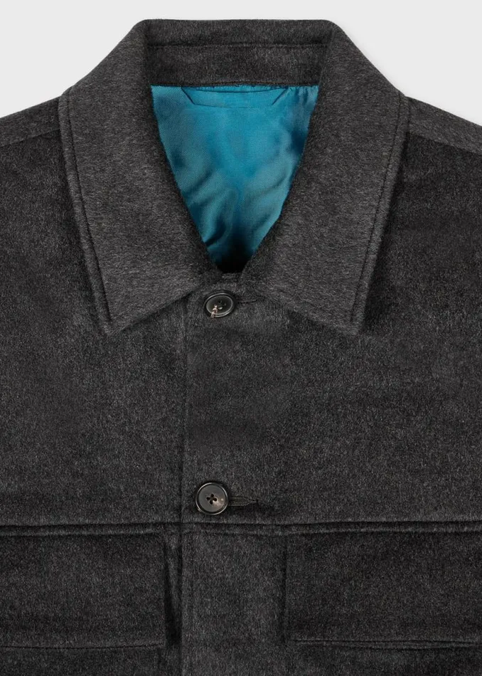 Mens Paul Smith Shirts Charcoal Grey WoolCashmere Shirt Jacket Mens Paul Smith Shirts Charcoal Grey WoolCashmere Shirt Jacket