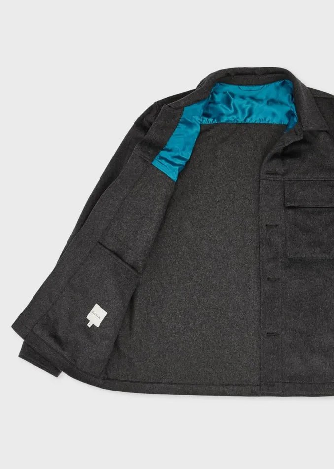 Mens Paul Smith Shirts Charcoal Grey WoolCashmere Shirt Jacket Mens Paul Smith Shirts Charcoal Grey WoolCashmere Shirt Jacket