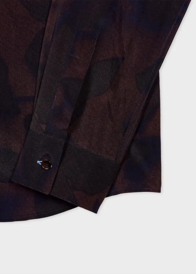 Mens Paul Smith Shirts Dark Mauve 039Photogram Leaves039 Viscose Shirt