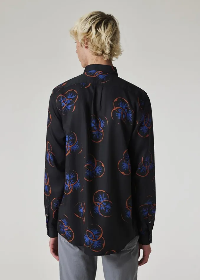 Mens Paul Smith Shirts Dark Navy 039Drinks039 Print Lyocell Shirt