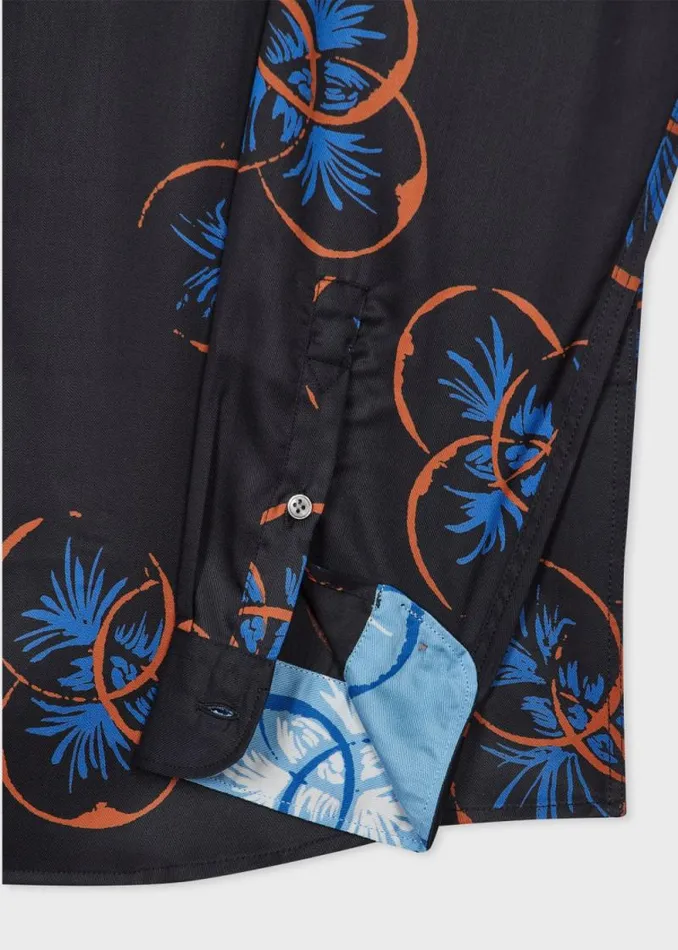 Mens Paul Smith Shirts Dark Navy 039Drinks039 Print Lyocell Shirt