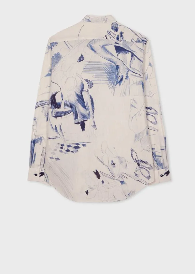 Mens Paul Smith Shirts Ecru 039Sketchbook039 Print Cotton Shirt Mens Paul Smith Shirts Ecru 039Sketchbook039 Print Cotton Shirt