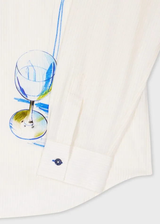 Mens Paul Smith Shirts Ecru 039Wine Glass039 Print Cotton Shirt