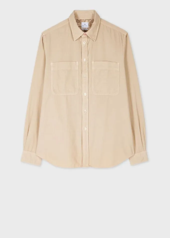 Mens Paul Smith Shirts Ecru Corduroy PatchPocket Shirt