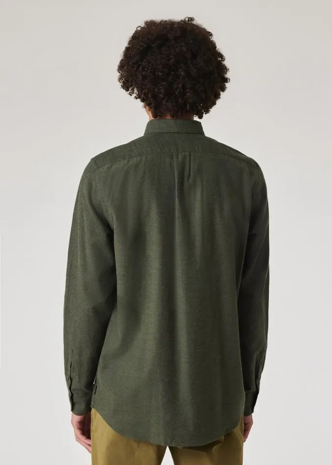 Mens Paul Smith Shirts Forest Green Brushed Cotton Shirt