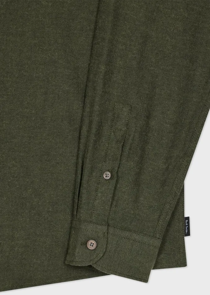 Mens Paul Smith Shirts Forest Green Brushed Cotton Shirt