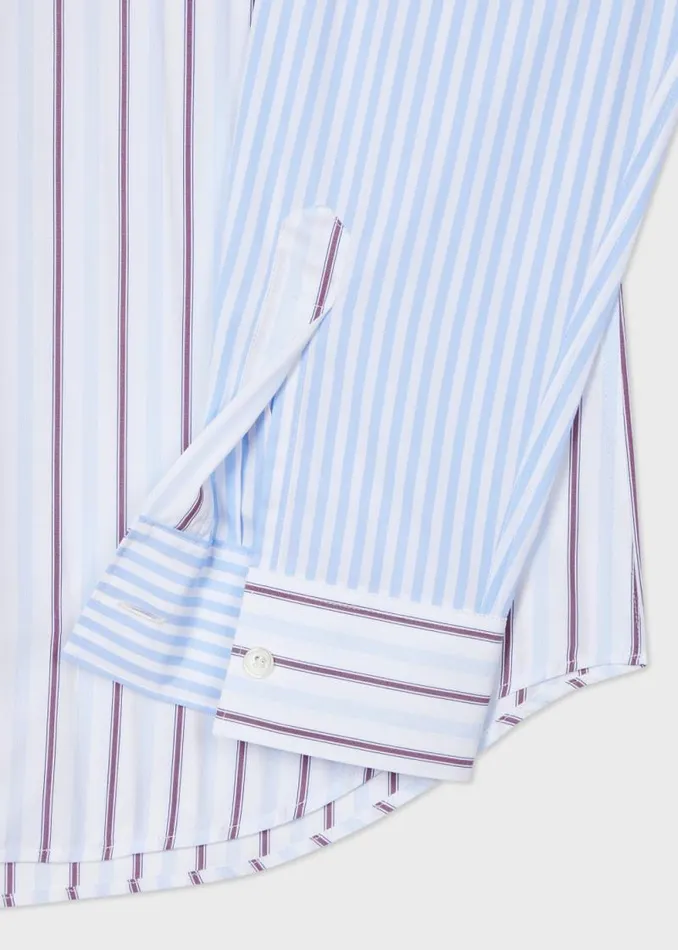 Mens Paul Smith Shirts Light Blue MixUp Stripe Cotton Shirt