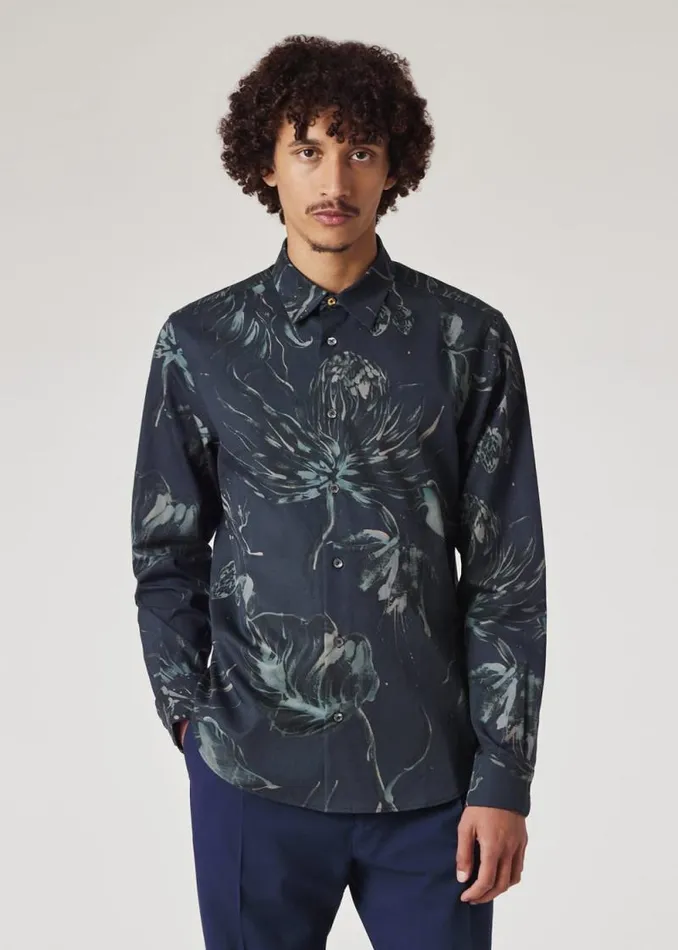 Mens Paul Smith Shirts Navy 039Thistleberry039 SlimFit Shirt