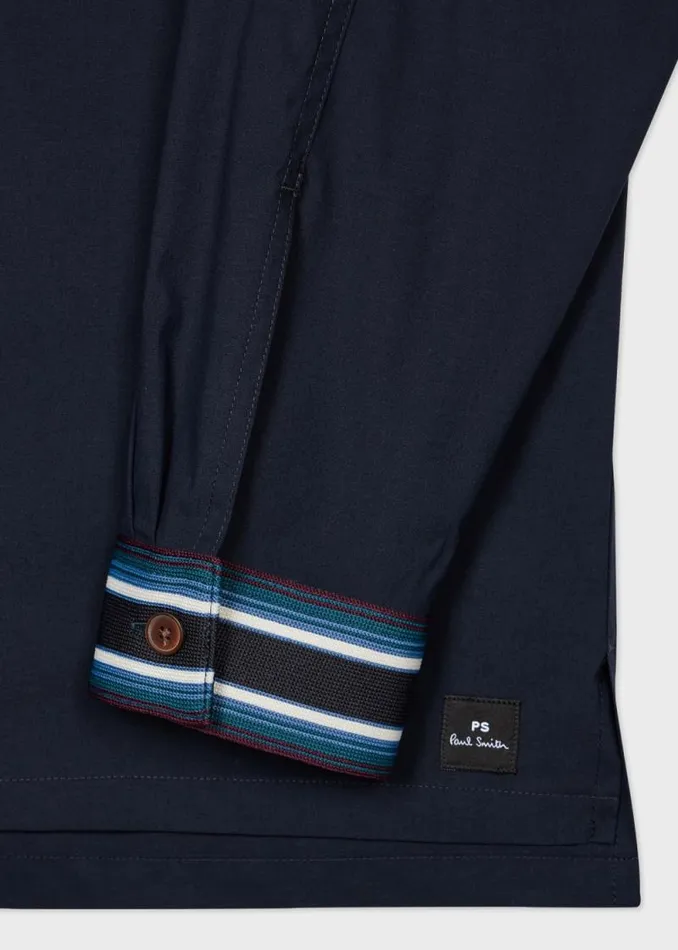 Mens Paul Smith Shirts Navy CottonBlend Overshirt With Stripe Tape Mens Paul Smith Shirts Navy CottonBlend Overshirt With Stripe Tape