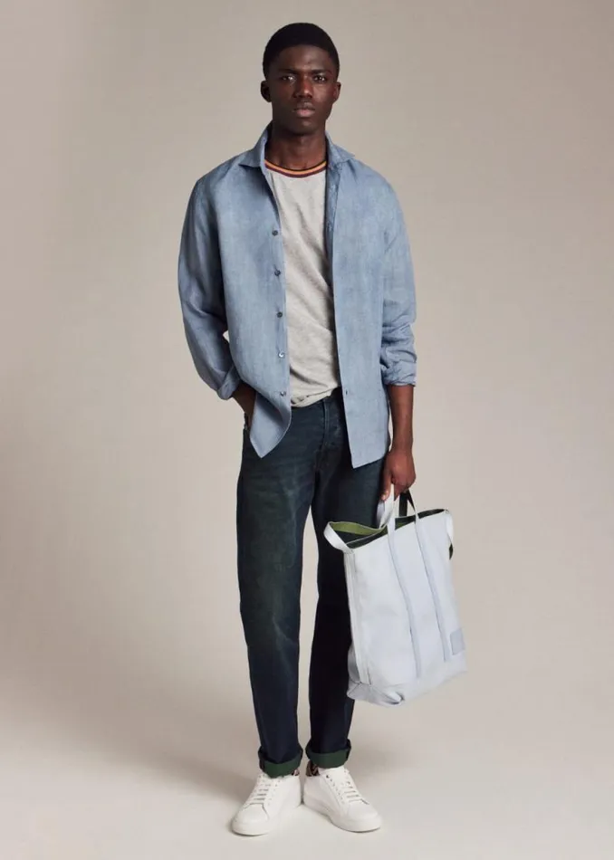 Mens Paul Smith Shirts SlimFit Light Blue Linen Shirt