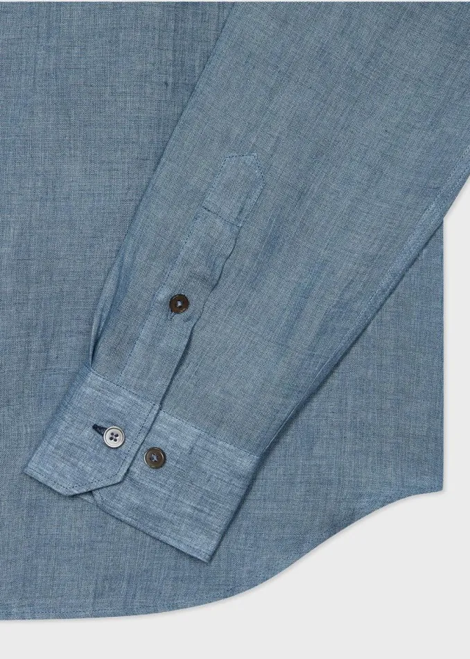 Mens Paul Smith Shirts SlimFit Light Blue Linen Shirt