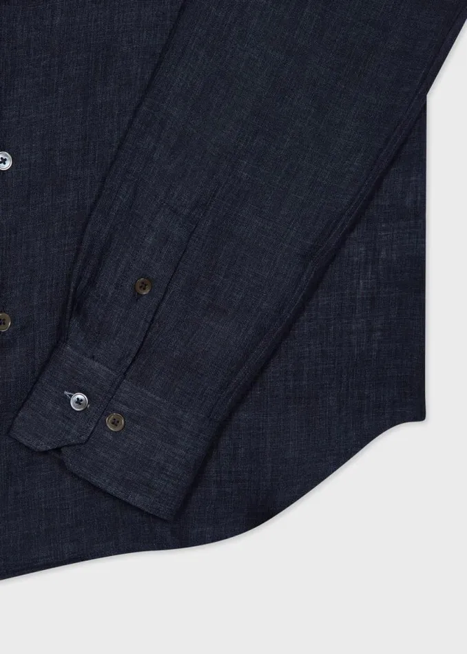 Mens Paul Smith Shirts SlimFit Navy Linen Shirt