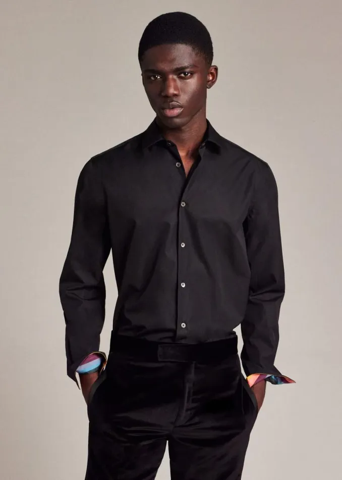 Mens Paul Smith Shirts TailoredFit Black Cotton 039Artist Stripe039 Cuff Shirt Mens Paul Smith Shirts TailoredFit Black Cotton 039Artist Stripe039 Cuff Shirt