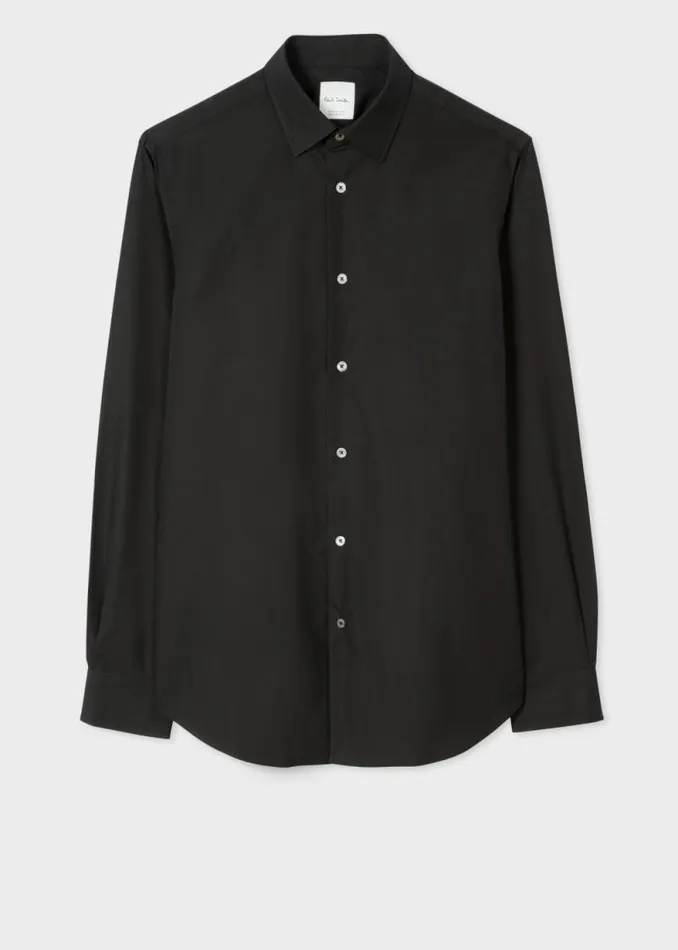 Mens Paul Smith Shirts TailoredFit Black Cotton 039Artist Stripe039 Cuff Shirt