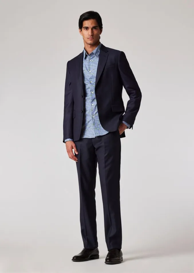 Mens Paul Smith Shirts TailoredFit Blue 039Runner Bean039 Print Shirt
