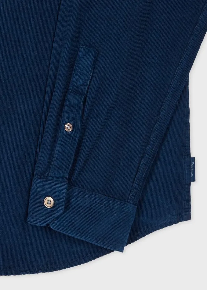 Mens Paul Smith Shirts TailoredFit Dark Navy Corduroy ButtonDown Shirt