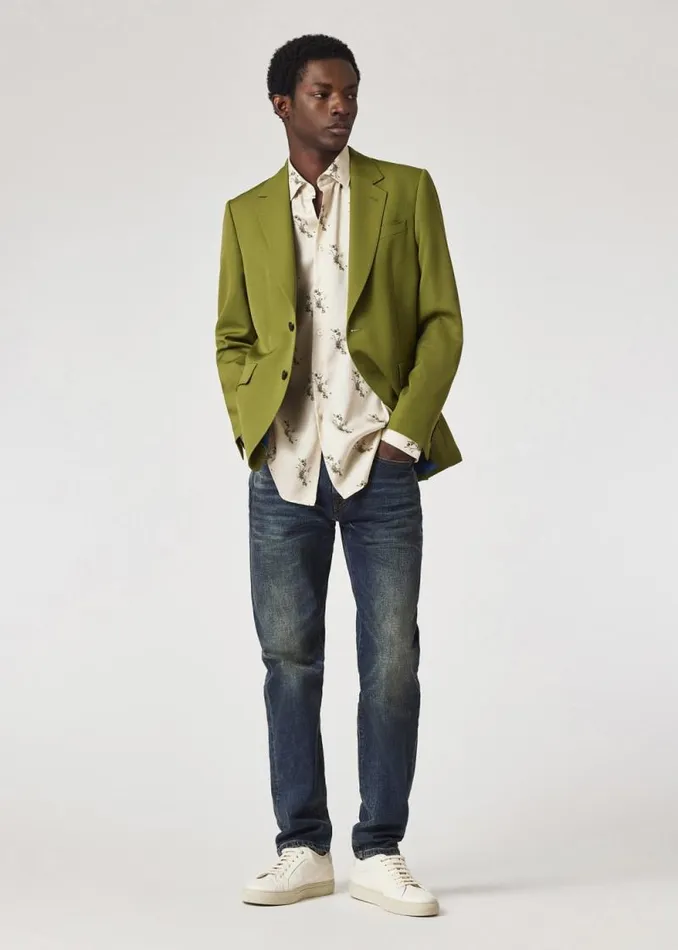 Mens Paul Smith Shirts TailoredFit Ecru Floral Print Lyocell Shirt Mens Paul Smith Shirts TailoredFit Ecru Floral Print Lyocell Shirt