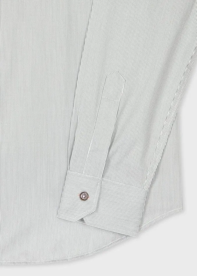 Mens Paul Smith Shirts TailoredFit Green Stripe Cotton Shirt