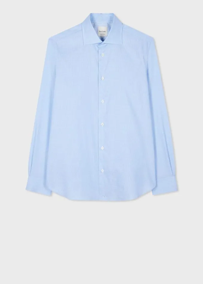 Mens Paul Smith Shirts TailoredFit Light Blue TexturedStripe Easy Care Shirt Mens Paul Smith Shirts TailoredFit Light Blue TexturedStripe Easy Care Shirt