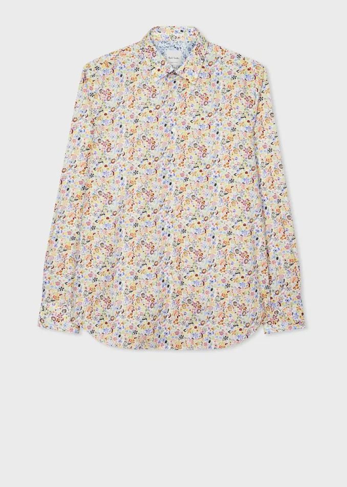 Mens Paul Smith Shirts TailoredFit Multicolour 039Pencil Floral039 Print Shirt