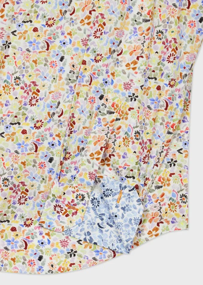 Mens Paul Smith Shirts TailoredFit Multicolour 039Pencil Floral039 Print Shirt