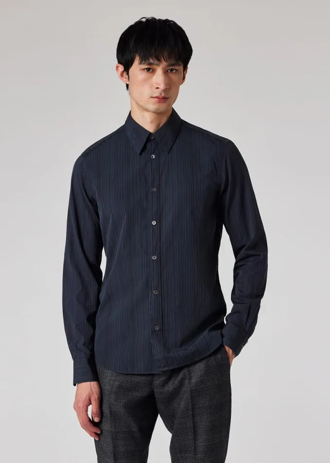 Mens Paul Smith Shirts TailoredFit Navy Overdyed 039Signature Stripe039 Shirt Mens Paul Smith Shirts TailoredFit Navy Overdyed 039Signature Stripe039 Shirt