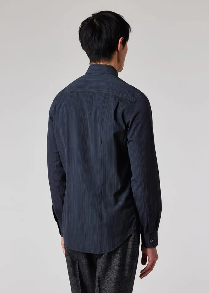 Mens Paul Smith Shirts TailoredFit Navy Overdyed 039Signature Stripe039 Shirt